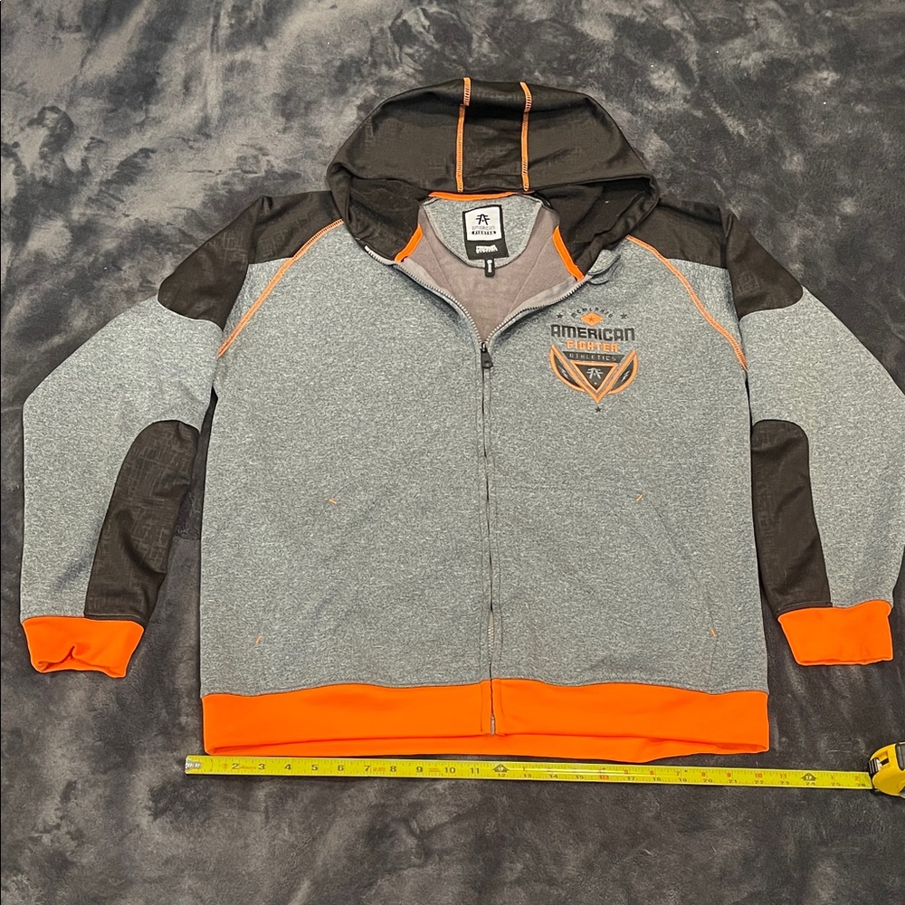 American Fighter Gray and Orange Windbreaker